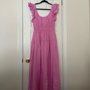 Ever New Pink Flutter Sleeve Linen Maxi Dress